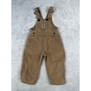 Carhartt Infant Canvas Bib Overalls Hamilton Brown 24M Workwear Snaps